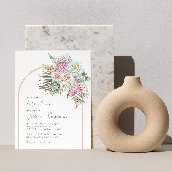 Budget Boho Pampas Green Floral Baby Shower