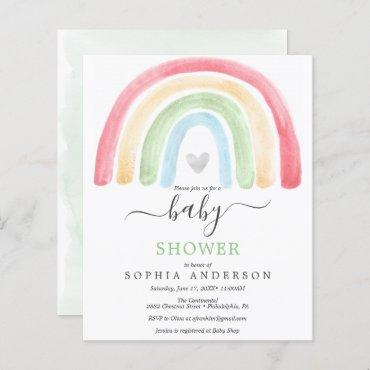 Budget Boho Rainbow Baby Shower Invitation