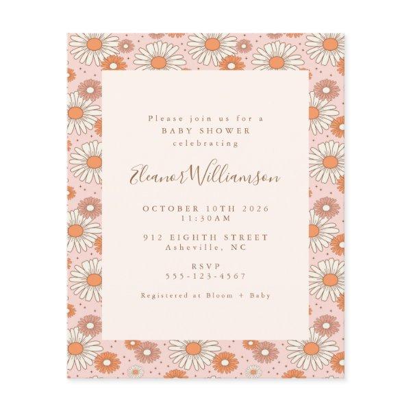 Budget Boho Retro Pink Floral Baby Shower