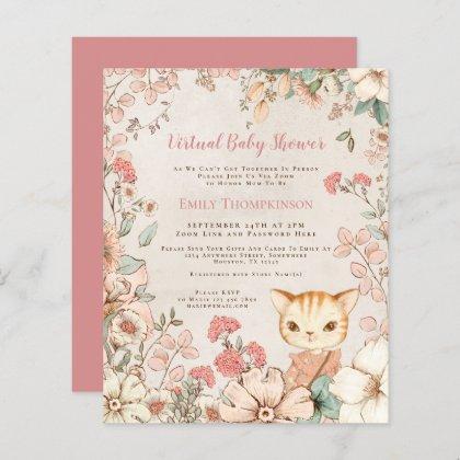 Budget Cat Girl Virtual Baby Shower Invitation