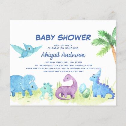 Budget Cute Dinosaur Baby Shower Invitation