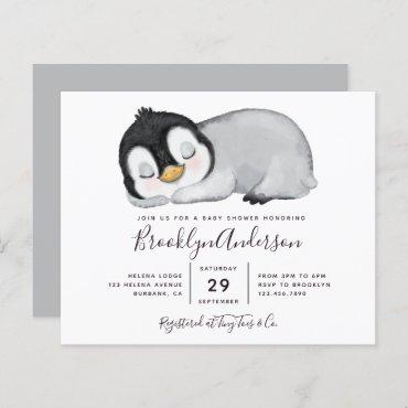 Budget Cute Penguin Baby Shower Invitation