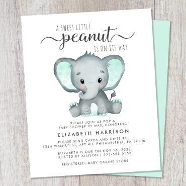 Budget Elephant Mint Baby Shower By Mail Invite
