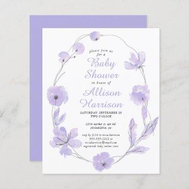 Budget Floral Lavender Baby Shower Invitation