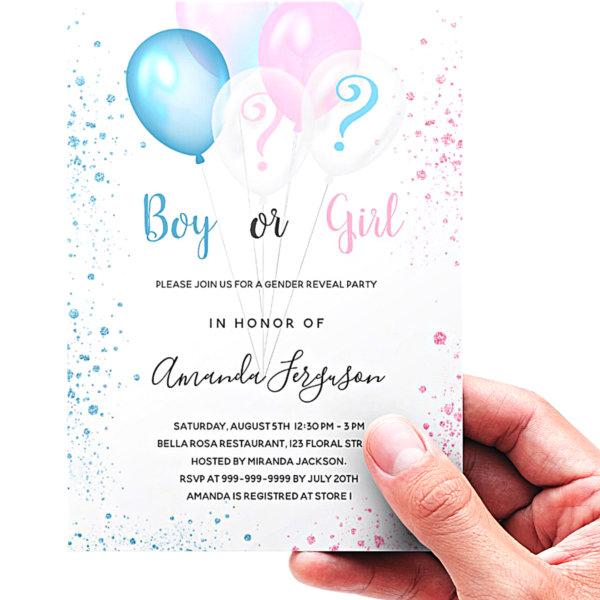 Budget gender reveal baby shower boy girl glitter