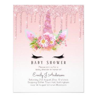 BUDGET Glitter Unicorn Baby Girl Shower  Flyer