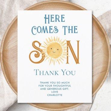 Budget Here Comes The Son Baby Shower Thank You