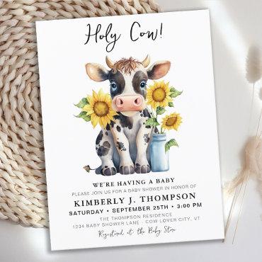 Budget Holy Cow Sunflowers Farm Baby Shower Invite