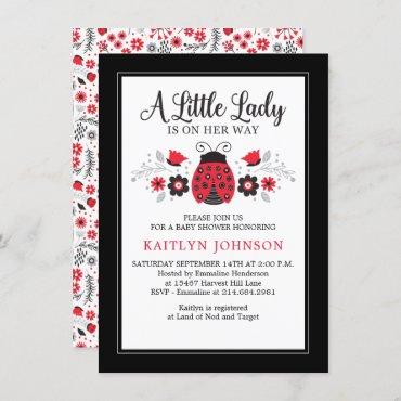 Budget Little Lady Ladybug Baby Shower Invitation