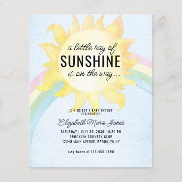 Budget Little Ray of Sunshine Baby Shower Invite