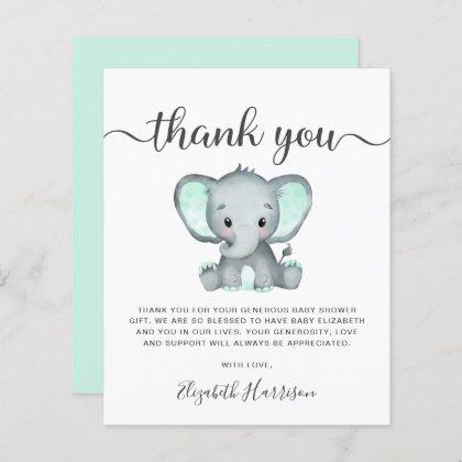 Budget Mint Elephant Baby Shower Thank You Card