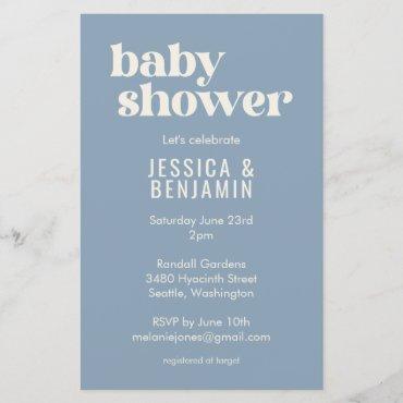 Budget Modern Cute Dusty Blue Baby Shower Invite