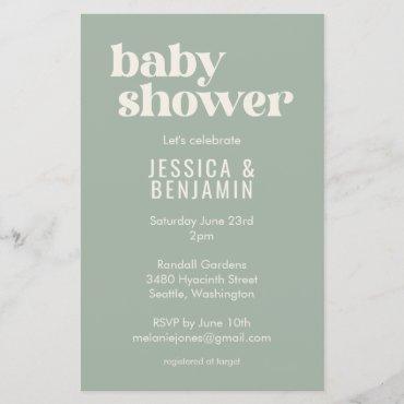 Budget Modern Cute Sage Green Baby Shower Invite