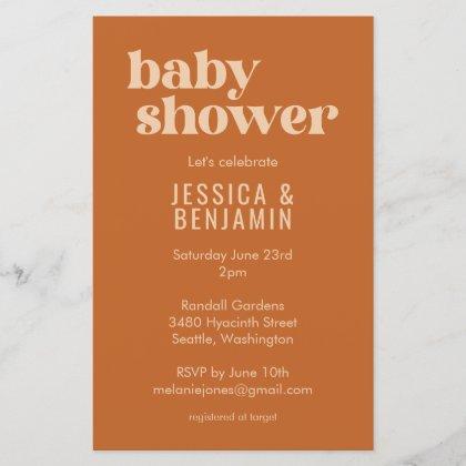 Budget Modern Cute Terracotta Baby Shower Invite