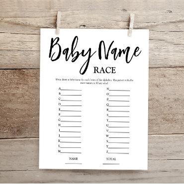 Budget Name Race Baby Shower Game