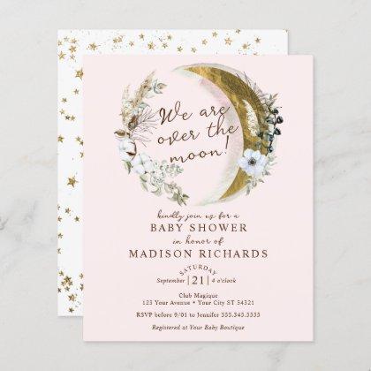 Budget Over The Gold Moon Boho Baby Shower Invite