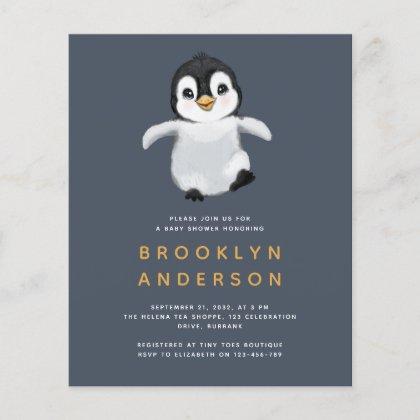 BUDGET Penguin Baby Shower Invitation