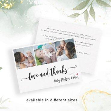Budget photo collage elegant baby shower thank you note card