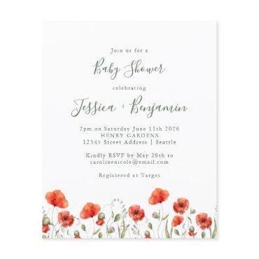 Budget Red Poppy Garden Floral Baby Shower