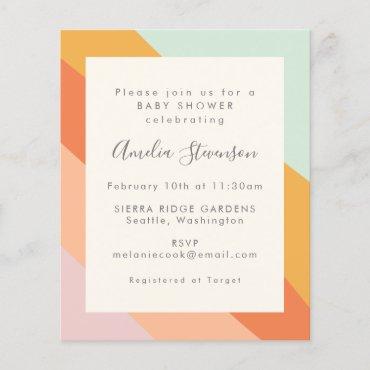 Budget Retro Abstract Stripes Baby Shower Invite