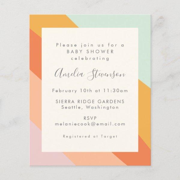 Budget Retro Abstract Stripes Baby Shower Invite