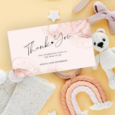 Budget rose gold blush baby shower thank you note card