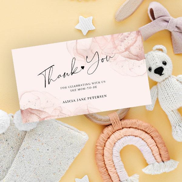 Budget rose gold blush baby shower thank you note card