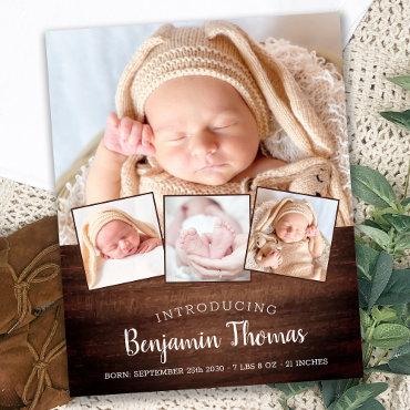 Budget Rustic New Baby 4 Photo Birth Thank You