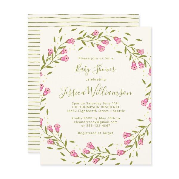 Budget Rustic Pink Garden Flowers Baby Shower