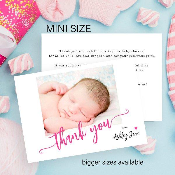 Budget script photo baby shower thank you note card