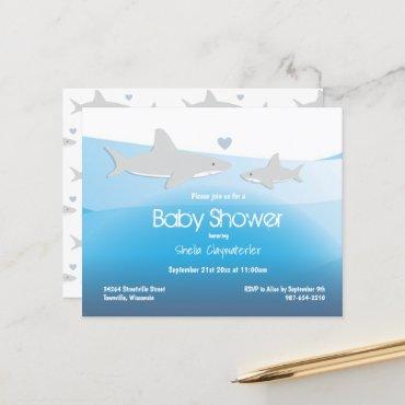 Budget Shark Blue Ocean Baby Shower Invitation