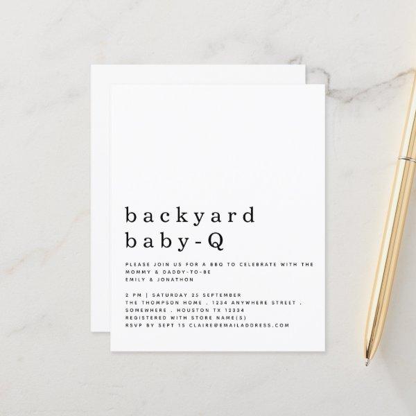 Budget Simple Backyard Baby Q BBQ Shower Invite