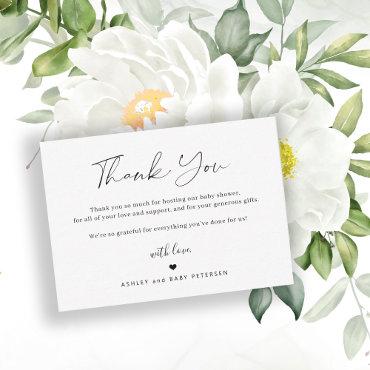 Budget simple script baby shower thank you note card