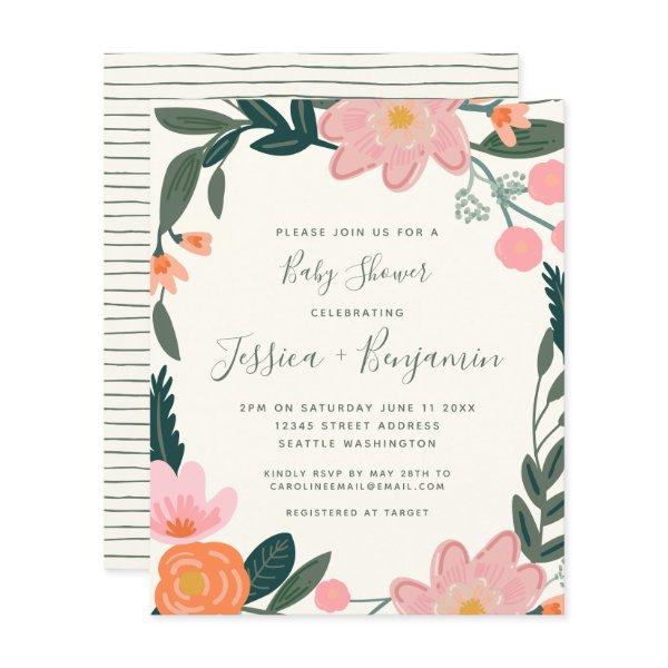 Budget Stylish Pink Garden Floral Baby Shower