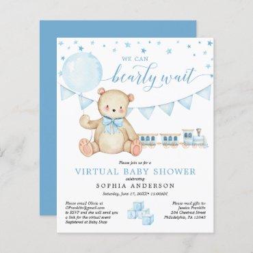 Budget Teddy Bear Virtual Baby Shower Invitation