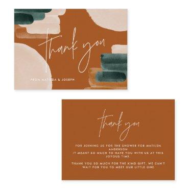 budget terracotta abstract baby shower thank you note card