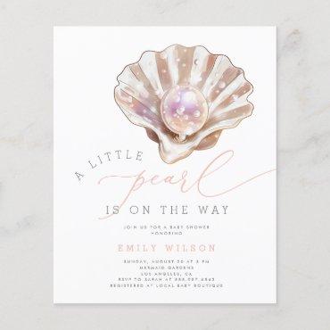 Budget Under The Sea Pearl Baby Shower Invites Flyer