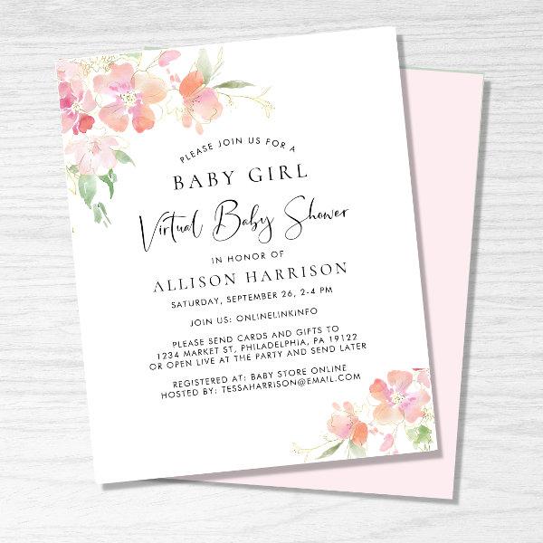 Budget Virtual Baby Girl Shower Floral