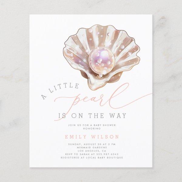 Budget Watercolor Little Pearl Baby Shower Invites