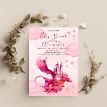 Budget Watercolor Pink Dragon Baby Shower