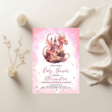 Budget Watercolor Pink Dragon Baby Shower