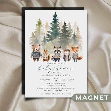 Budget Woodland Watercolor Baby Shower Magnetic