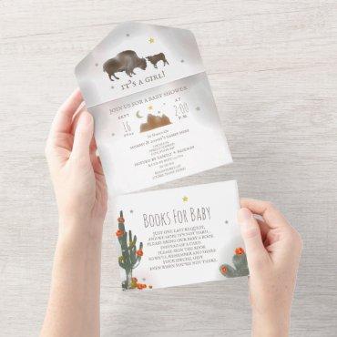 Buffalo Bison Cactus Book Request Girl Baby Shower All In One