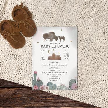 Buffalo Bison Floral Cactus Girl Baby Shower