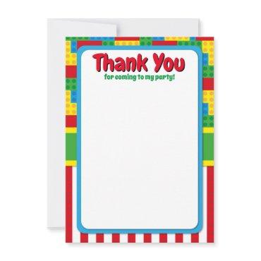 Building Block Birthday Bricks Party Baby Shower Thank You Card