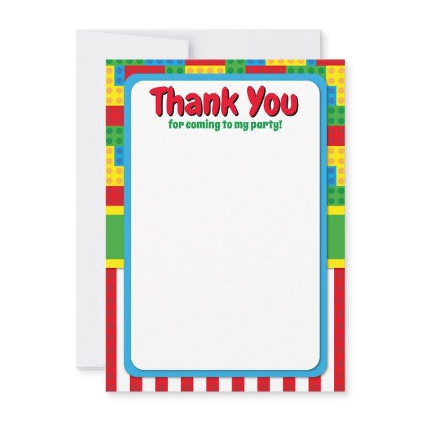 Building Block Birthday Bricks Party Baby Shower Thank You Card