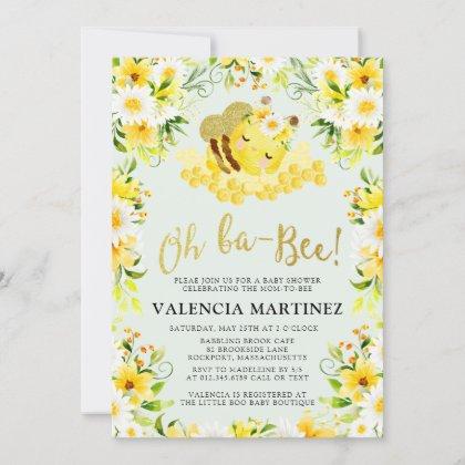 Bumble Bee Baby Shower Invitation Flower