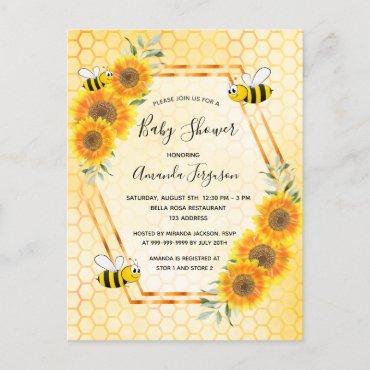 Bumble bee honeycomb floral  postcard