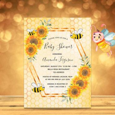 Bumble bee honeycomb floral  postcard
