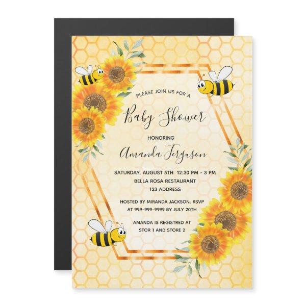 Bumble bee honeycomb sunflowers baby shower magnetic